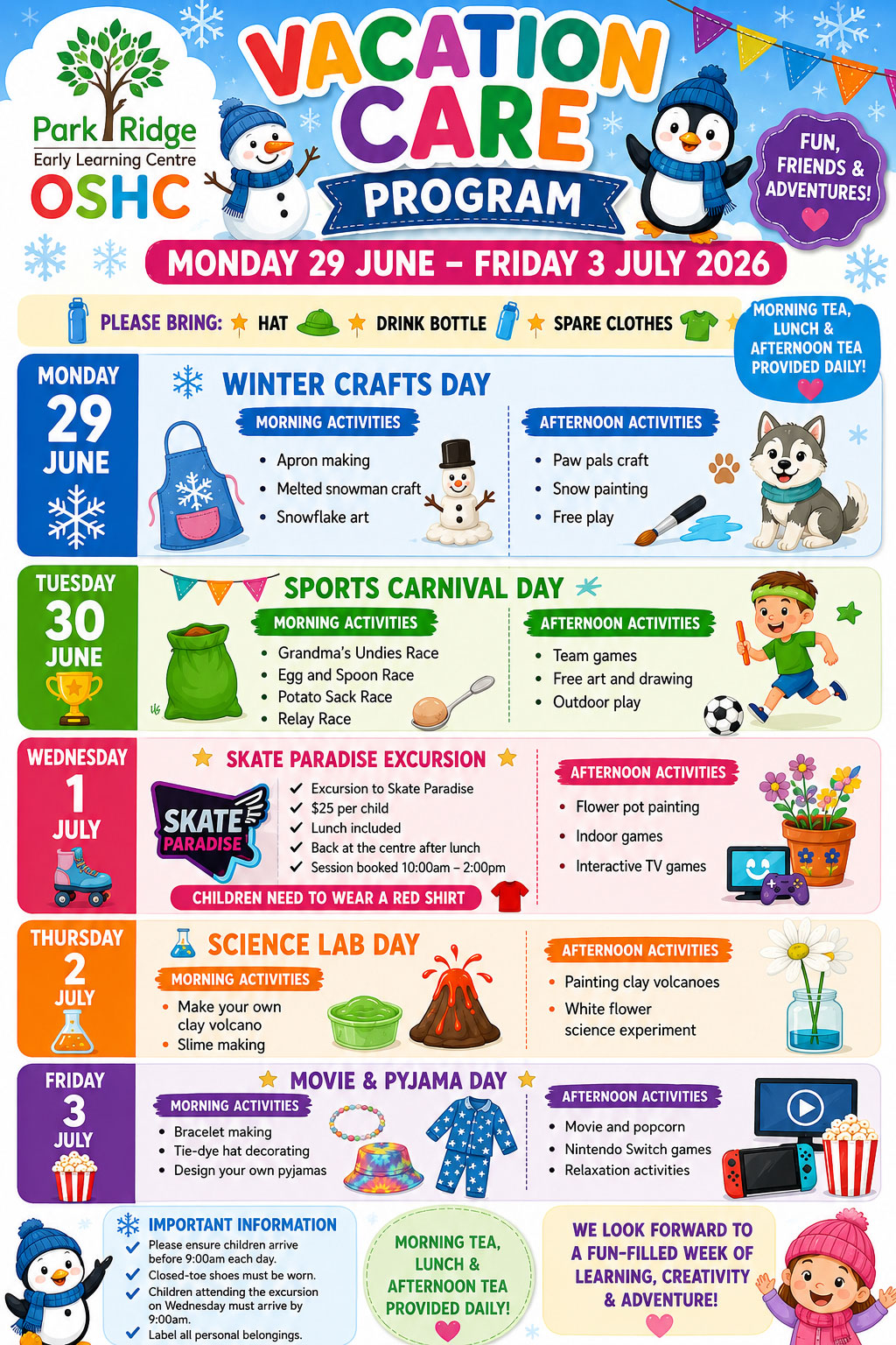 Park Ridge Vacation Care 29th June to 3rd July 2026